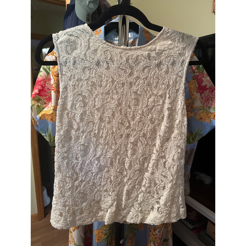 Beth Bowley Cream Floral Lace Silk Lined Sleeveless Top Full Back Zip Size 10